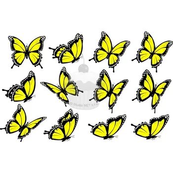 Jedlá dekorace na dort Caketools "Motýli žlutí 12ks" - A4