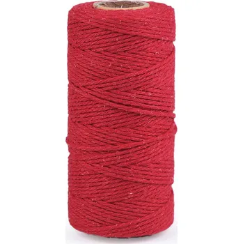 Příze Bavlněná příze macrame / háčkovací, rozčesávací, barva 4 červená