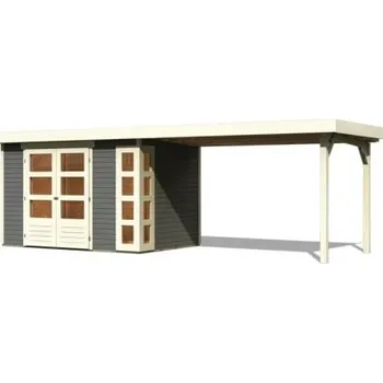 Zahrada dřevěný domek KARIBU KERKO 4 + přístavek 280 cm (82945) terragrau