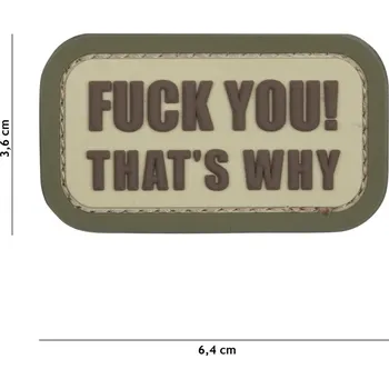 Nášivka Gumová nášivka 101 Inc nápis Fuck you - coyote