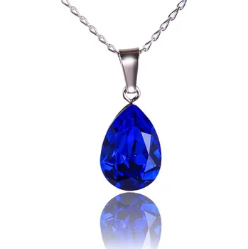 Náhrdelník Swarovski Elements Pear - Rhodiovaný náhrdelník (přívěsek + řetízek) modrá slzička, kapka 34252.3 Majestic Blue (modrá královská)