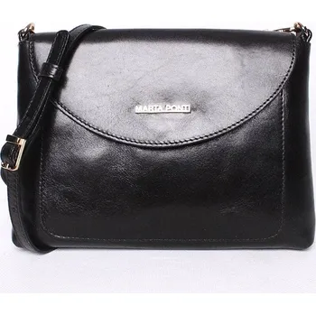 Kabelka Luxusní dámská kožená crossbody kabelka Marta Ponti A16 černá | KabelkyproVas.cz