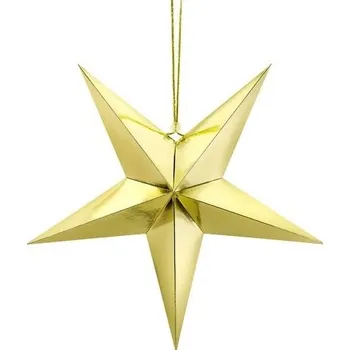 Party dekorace PartyDeco Hvězda papírová/skládací 45cm, zlatá