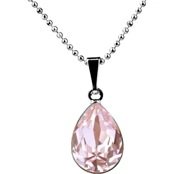 Náhrdelník Swarovski Elements Pear - Rhodiovaný náhrdelník (přívěsek + řetízek) růžová slzička, kapka 54016.3 Light Rose (růžová světlá)