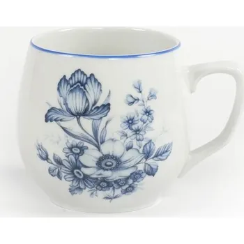 Český porcelán Hrnek porcelánový 300ml BAŇÁK-KVĚT MODRÝ