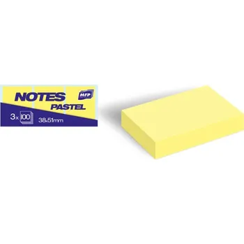 Bloček samolepící 38x51mm 3x100 listů žlutý pastelový 7500896 MFP
