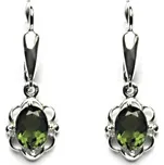 Zlaté náušnice, přírodní vltavín, bílé zlato, NK 1140/20