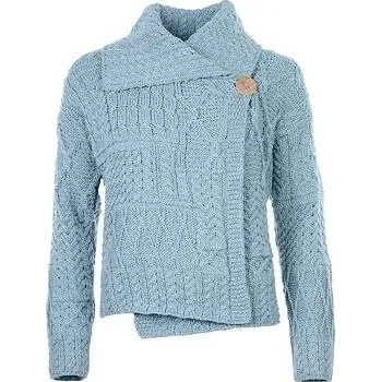 Dámský svetr Vlnka Dámský vlněný svetr Merino na knoflík světle modrá velikost oblečení XL