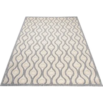 Koberec Moderní koberec Cansas - vlnky 1 - krémový/šedý Rozměr koberce: 140x200 cm