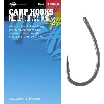 Rybářský háček GIANTS FISHING HÁČEK S OČKEM MEDIUM CURVE SHANK 10KS č.: 5