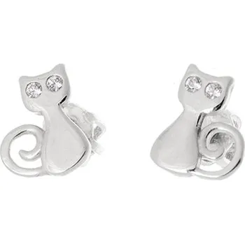 Náušnice Stříbrné náušnice kočky STNAD131F