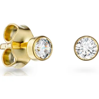 Náušnice Dětské náušnice Little Round z bílého a žlutého zlata se zirkonem Barva: Žluté zlato