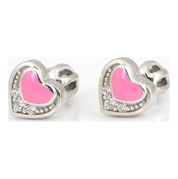 Náušnice Stříbrné náušnice pecičky srdíčka STNAU1363F