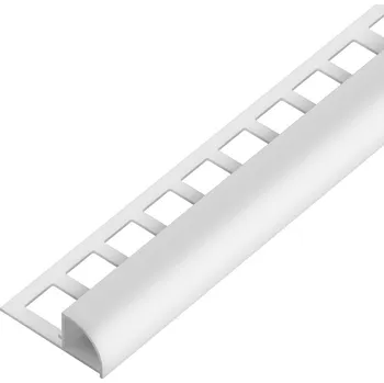 Stavební profil SP15/1 ukončovací lišta C, čtvrtoblouk, s vymezovačem, ACARA, PVC bílá, 6 mm, 2,5 m