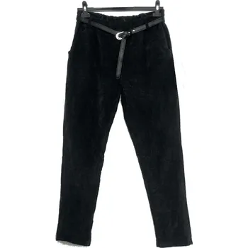 Dámské kalhoty ITALY manžestrové kalhoty černé one size