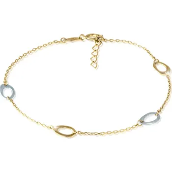 Náramek GEMMAX Jemný zlatý náramek s oválky - žluto-bílé zlato, délka 17+2 cm – zlatý šperk ryzosti 585/1000 v Dárkovém balení s Certifikátem GLBCN-19-22751