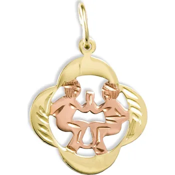 Přívěsek GEMMAX Original – garance kvality Zlatý přívěsek Blíženci - měsíční znamení čtyřlístek – zlatý šperk ryzosti 585/1000 v Dárkovém balení s Certifikátem GUPCN-00331