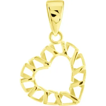 Přívěsek GEMMAX Original – garance kvality Zlatý přívěsek Srdíčko s prořezávaným vzorem – zlatý šperk ryzosti 585/1000 v Dárkovém balení s Certifikátem GLPYN-39341