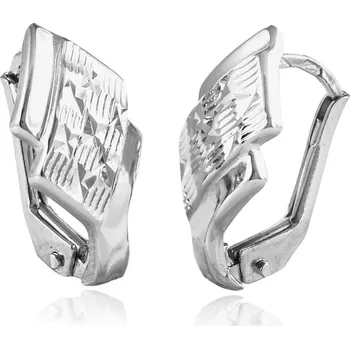 Náušnice GEMMAX Náušnice z bílého zlata krášlené gravírovaným vzorem – zlatý šperk ryzosti 585/1000 v Dárkovém balení s Certifikátem GLEWN-27891