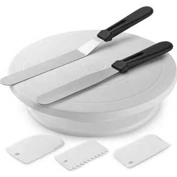 Otočný servírovací stojan na dort s příslušenstvím - Bílý