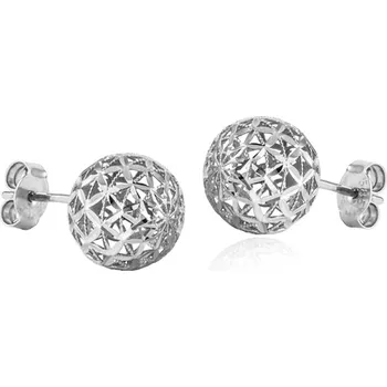 Náušnice GEMMAX Prořezávané kuličky Ø 9,7&nbsp;mm z bílého zlata – zlatý šperk ryzosti 585/1000 v Dárkovém balení s Certifikátem GLEWN-33641