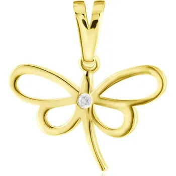 Přívěsek GEMMAX Zlatý přívěsek Vážka – zlatý šperk ryzosti 585/1000 v Dárkovém balení s Certifikátem GLPYB-37371