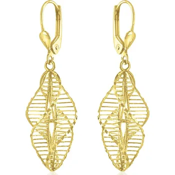 Náušnice GEMMAX Moderní zlaté visací náušnice Spirály – zlatý šperk ryzosti 585/1000 v Dárkovém balení s Certifikátem GLEYN-36541