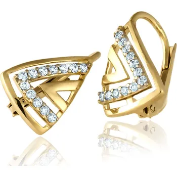 Náušnice GEMMAX GLEYB2251 Zlaté dámské náušnice zdobené zirkony - bílé zirkony, žluté zlato – zlatý šperk ryzosti 585/1000 v Dárkovém balení s Certifikátem GLEYB-22511