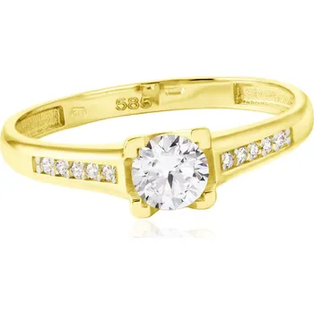 Prsten GEMMAX Nádherný zlatý zásnubní prsten stylu Side Stone vel. 56 – zlatý šperk ryzosti 585/1000 v Dárkovém balení s Certifikátem GLRCB-56-38241