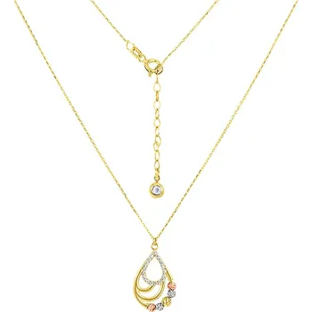 Náhrdelník GEMMAX Řetízkový zlatý náhrdelník Kapka s barevnými korálky délka 42+3 cm – zlatý šperk ryzosti 585/1000 v Dárkovém balení s Certifikátem GLNCB-45-32721