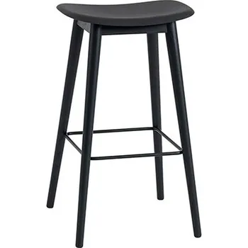 Barová židle Barová židle Muuto Fiber Bar Stool v.75 skořepina nepolstr. černá podnoží dřevěné černé
