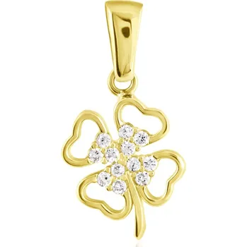 Přívěsek GEMMAX Original – garance kvality Zlatý přívěsek čtyřlístek pro štěstí – zlatý šperk ryzosti 585/1000 v Dárkovém balení s Certifikátem GLPYB-25711