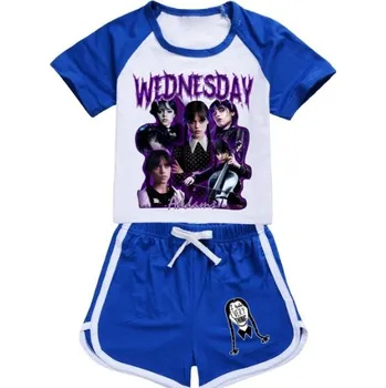 Dětský letní set tričko + kraťasy Wednesday Addams - Wednesday Barva: modrá, Velikost: 120
