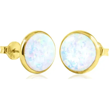 Náušnice GEMMAX Zlaté opálové náušnice Ø 11 mm – zlatý šperk ryzosti 585/1000 v Dárkovém balení s Certifikátem GLEYO-32311