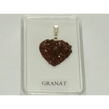 Přívěsek Přívěsek granát srdce bílý kov