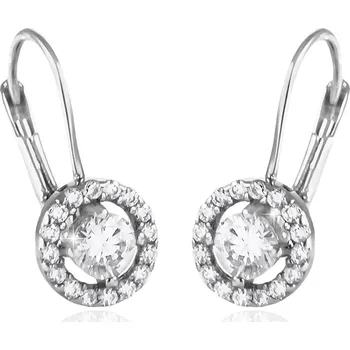 Náušnice GEMMAX Klasické náušnice z bílého zlata osazené velkými zirkony – zlatý šperk ryzosti 585/1000 v Dárkovém balení s Certifikátem GLEWB-27381