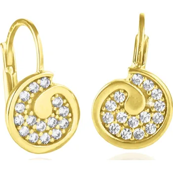 Náušnice GEMMAX Zlaté náušnice na klapku se zirkony – zlatý šperk ryzosti 585/1000 v Dárkovém balení s Certifikátem GLEYB-27391