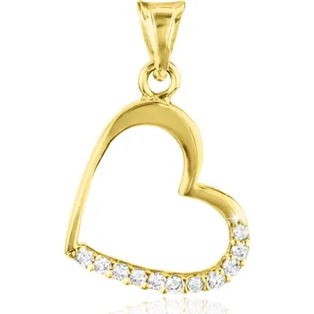 Přívěsek GEMMAX Zlatý přívěsek Srdce se zirkony – zlatý šperk ryzosti 585/1000 v Dárkovém balení s Certifikátem GLPYB-28111