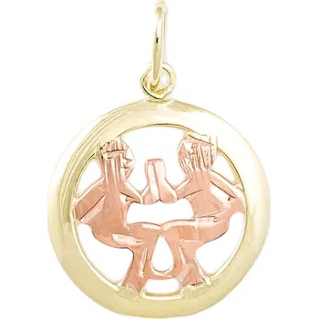 Přívěsek GEMMAX Original – garance kvality Zlatý přívěsek Blíženci - měsíční znamení kolečko – zlatý šperk ryzosti 585/1000 v Dárkovém balení s Certifikátem GUPCN-69501