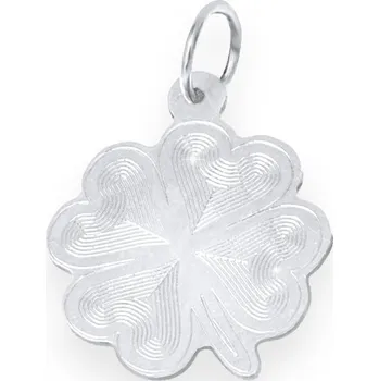 Přívěsek GEMMAX Zlatý přívěsek čtyřlístek gravírovaný - bílé zlato – zlatý šperk ryzosti 585/1000 v Dárkovém balení s Certifikátem GUPWN-19331