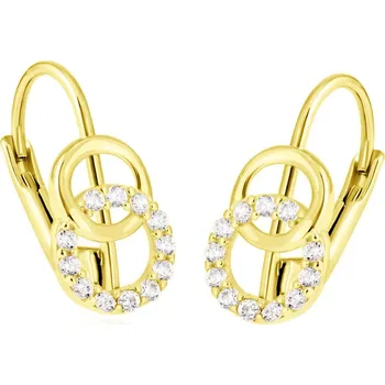 Náušnice GEMMAX Zlaté náušnice s kroužky a zirkony – zlatý šperk ryzosti 585/1000 v Dárkovém balení s Certifikátem GLEYB-39531