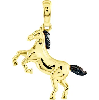 Přívěsek GEMMAX Zlatý přívěsek Kůň zdobený rutheniem – zlatý šperk ryzosti 585/1000 v Dárkovém balení s Certifikátem GUPYN-24521