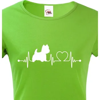 Dámské tričko Dámské tričko West Highland White teriér tep, Barva Zelená, Velikost 2XL, Canvas Dámské tričko s krátkým rukávem 1782