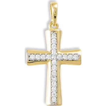 Přívěsek GEMMAX Zlatý kříž Arawn – zlatý šperk ryzosti 585/1000 v Dárkovém balení s Certifikátem GBPCB-11561