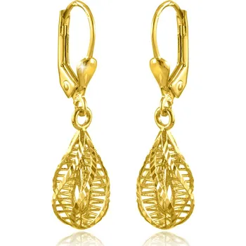 Náušnice GEMMAX Zlaté visací náušnice Spirály – zlatý šperk ryzosti 585/1000 v Dárkovém balení s Certifikátem GLEYN-28811