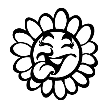 Samolepící dekorace SAMOLEPKA Květina dekor 034 levá vysmátá kopretina (01 - černá) NA AUTO, NÁLEPKA, FÓLIE, POLEP, TUNING, VLASTNÍ TEXT, TISK, AUTOSAMOLEPKY.cz, POLEPY, OBRÁZEK, LOGO, SAMOLEPKY