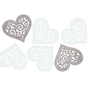 Vánoční dekorace ANDĚL Srdce dřevěné 6 cm, 6 ks