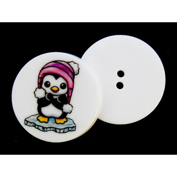 Knoflík GU368, Plastový knoflík, tučňák, 32 " / 1 kus