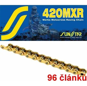 Řetězová sada pro motocykl Sunstar řetěz 420MXR barva zlatá, 96 článků
