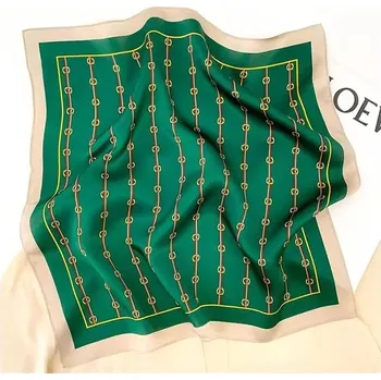 Šátek Hedvábný šátek smaragdově zelený 53x53 cm v dárkovém balení, WHITE ORCHID